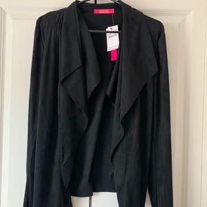 Black Faux Suede/Leather Blazer